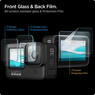 Spigen Glass.tR Slim Tempered Glass + Film 2-Set for GoPro Hero 9 / 10 / 11 / 12 - Transparent