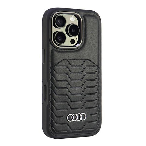 Audi Synthetic Leather MagSafe iPhone 16 Pro 6.3&quot; black/black hardcase AU-TPUPCMIP16P-GT/D3-BK