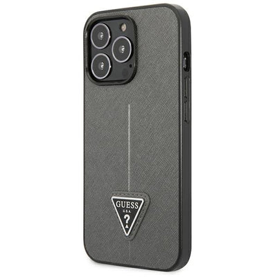 Guess Saffiano Triangle Logo case for iPhone 13 Pro Max 6.7" - silver