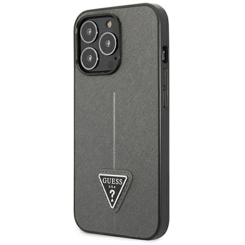 Guess Saffiano Triangle Logo case for iPhone 13 Pro Max 6.7" - silver