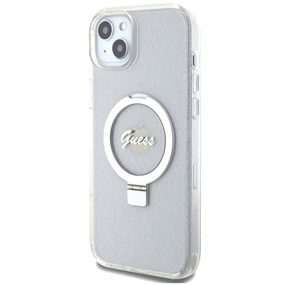 Guess GUHMP15MHRSGSD iPhone 15 Plus / 14 Plus 6.7" transparent/transparent hardcase Ring Stand Script Glitter MagSafe