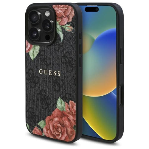 Guess GUHMP16XP4ROPEMCK iPhone 16 Pro Max 6.9" black/black hardcase 4G Flowers Print MagSafe