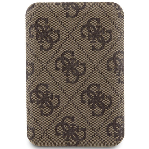 Guess Powerbank inductive 15W GUPB5FP4EMGW 5000mAh brown/brown 4G Leather Metal Logo MagSafe