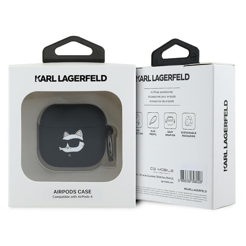 Karl Lagerfeld Silicone Choupette Head 3D Case for AirPods 4 - Black
