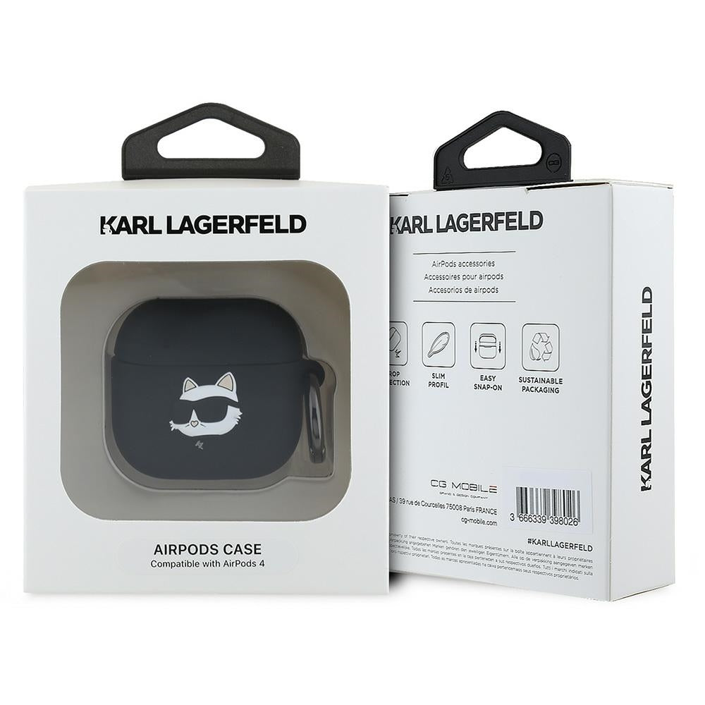 Karl Lagerfeld Silicone Choupette Head 3D Case for AirPods 4 - Black