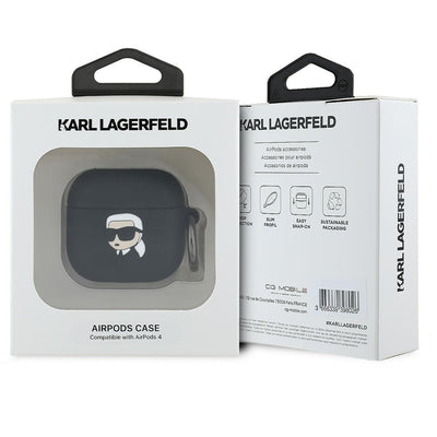 Karl Lagerfeld Silicone Karl Head 3D Case for AirPods 4 - Black