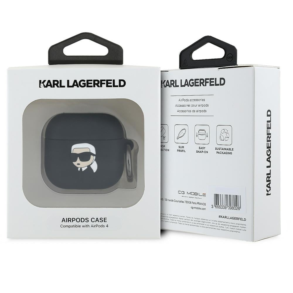 Karl Lagerfeld Silicone Karl Head 3D Case for AirPods 4 - Black