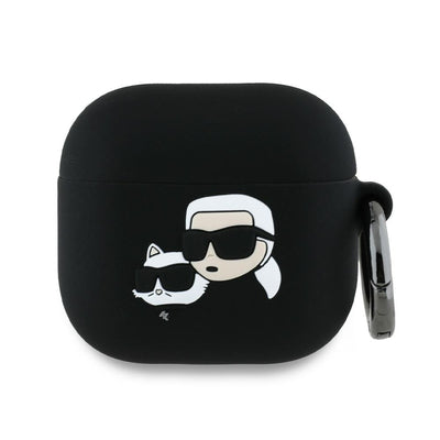 Karl Lagerfeld Silicone Karl&amp;Chaupette Head 3D Case for AirPods 4 - Black