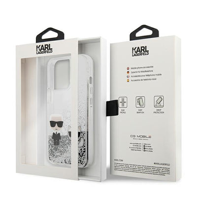Karl Lagerfeld Liquid Glitter Karl&amp;Choupette case for iPhone 13 Pro Max 6.7" - silver