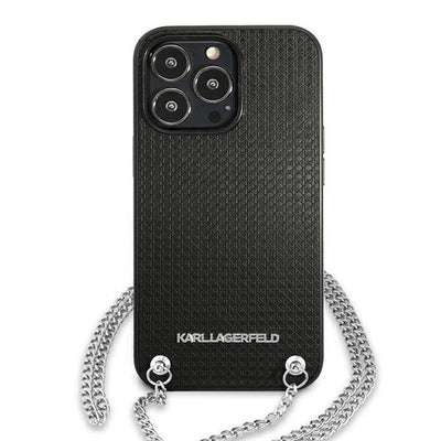 Karl Lagerfeld Leather Textured and Chain Case for iPhone 13 Pro Max 6.7" - Black
