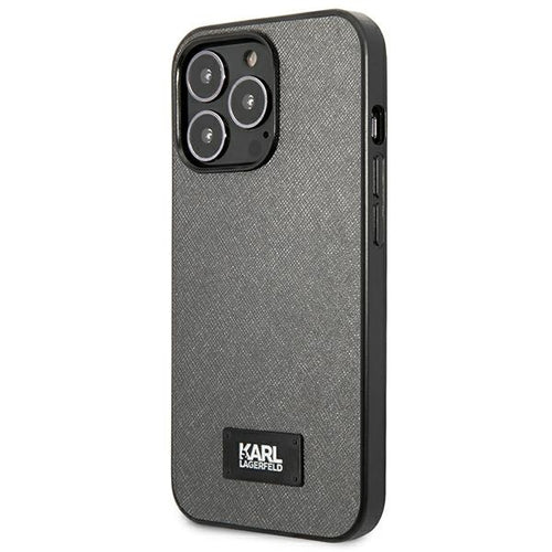 Karl Lagerfeld Saffiano Plaque Case for iPhone 13 Pro Max 6.7" - Silver