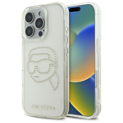 Karl Lagerfeld KLHCP16XHKHDCELT iPhone 16 Pro Max 6.9" transparent hardcase IML Rhinestones Karl Head