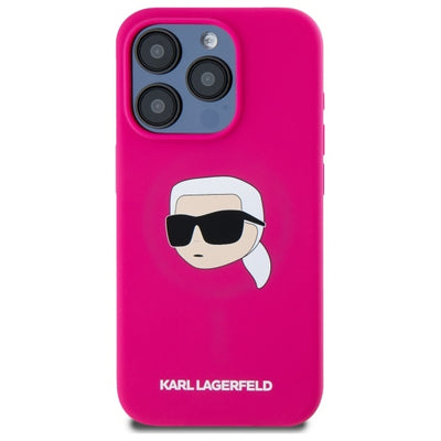 Karl Lagerfeld KLHMP15LSKHPPPLF iPhone 15 Pro 6.1" fuchsia/fuschia hardcase Silicone Karl Head Print MagSafe