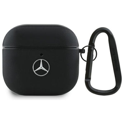 Mercedes MEA4CSLBK AirPods 4 cover black/black Leather Metal Logo