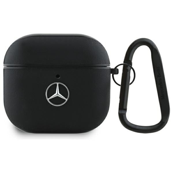 Mercedes MEA4CSLBK AirPods 4 cover black/black Leather Metal Logo