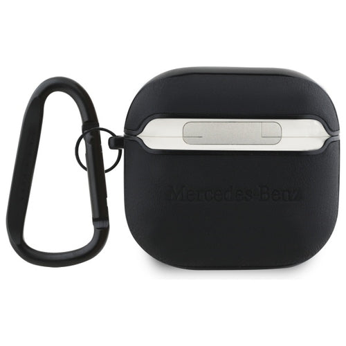Mercedes MEA4CSLBK AirPods 4 cover black/black Leather Metal Logo