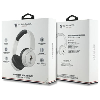 US Polo Bluetooth Headphones USHPV6PUNH White DH Color Logo — U.S. Polo Assn.