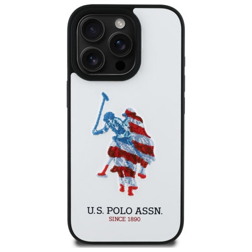 US Polo USHCP15XPUSH iPhone 15 Pro Max 6.7&quot; white/white Leather Big DH American Flag — U.S. Polo Assn.