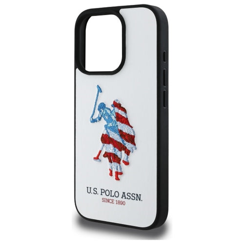 US Polo USHCP15XPUSH iPhone 15 Pro Max 6.7&quot; white/white Leather Big DH American Flag — U.S. Polo Assn.