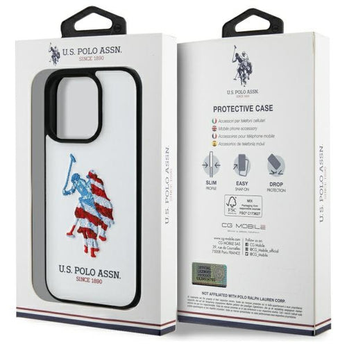 US Polo USHCP15XPUSH iPhone 15 Pro Max 6.7&quot; white/white Leather Big DH American Flag — U.S. Polo Assn.