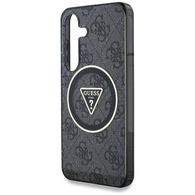 Guess 4G Glitter Triangle Buttons MagSafe case for Samsung Galaxy S25 black