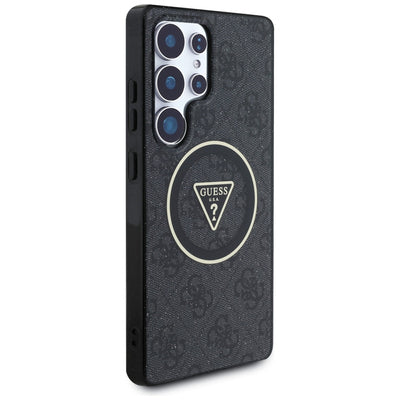Guess 4G Glitter Triangle Buttons MagSafe Case for Samsung Galaxy S25 Ultra Black