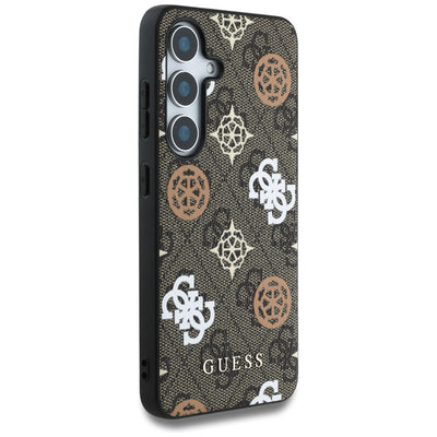 Guess 4G Printed Colored Peony Pattern MagSafe case for Samsung Galaxy S25 brown