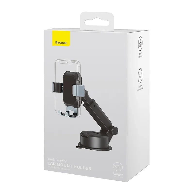 Gravity car mount for Baseus Tank phone with suction cup (black) - Product Image 8