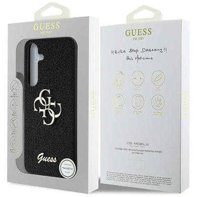 Guess Fixed Glitter Big 4G Metal Logo case for Samsung Galaxy S25 black