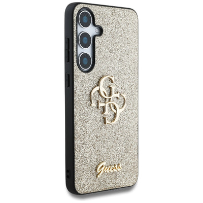Guess Fixed Glitter Big 4G Metal Logo case for Samsung Galaxy S25 gold