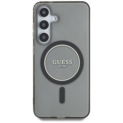 Guess Glitter Circle Classic Logo MagSafe case for Samsung Galaxy S25 black