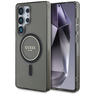 Guess Glitter Circle Classic Logo MagSafe case for Samsung Galaxy S25 Ultra black