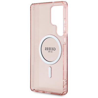 Guess Glitter Circle Classic Logo MagSafe case for Samsung Galaxy S25 Ultra - pink