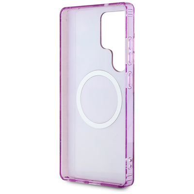 Guess Glitter Flowers Triangle Buttons MagSafe case for Samsung Galaxy S25 Ultra - purple