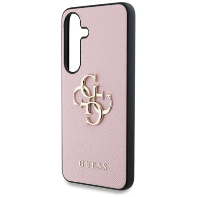 Guess Grained Big 4G Logo Small Classic Logo case for Samsung Galaxy S25 pink
