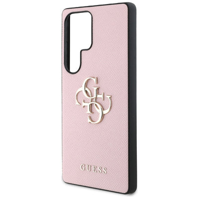 Guess Grained Big 4G Logo Small Classic Logo case for Samsung Galaxy S25 Ultra - pink