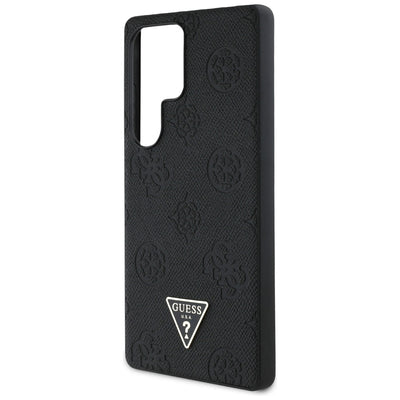 Guess Grained Hot Stamp Peony Pattern Triangle Logo MagSafe Case for Samsung Galaxy S25 Ultra Black