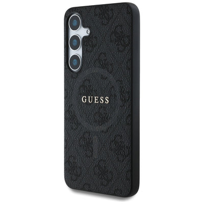 Guess Leather 4G Colored Ring Classic Logo MagSafe Samsung Galaxy S25 case black