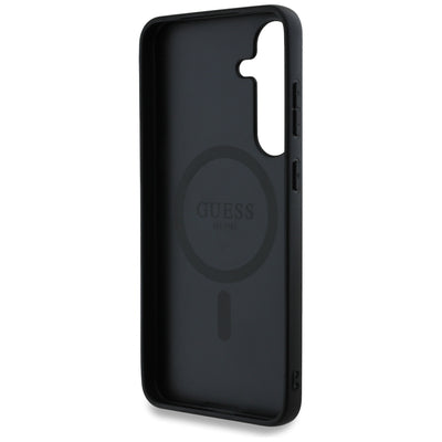 Guess Leather 4G Colored Ring Classic Logo MagSafe Samsung Galaxy S25 case black