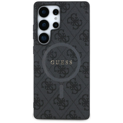 Guess Leather 4G Colored Ring Classic Logo MagSafe Case Samsung Galaxy S25 Ultra black