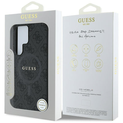 Guess Leather 4G Colored Ring Classic Logo MagSafe Case Samsung Galaxy S25 Ultra black