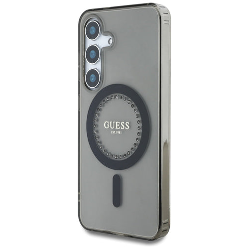 Guess Rhinestones Printed Classic Logo MagSafe Samsung Galaxy S25 case black
