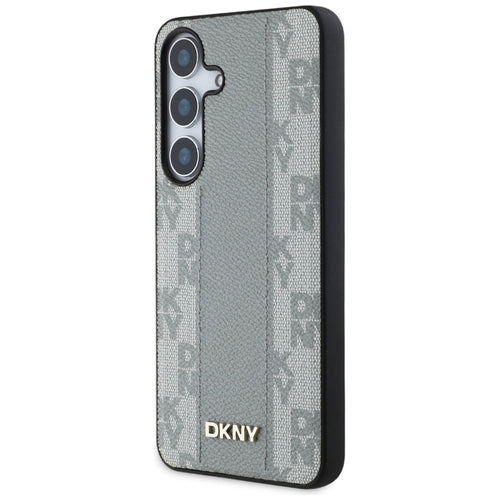 DKNY Leather Checkered Pattern MagSafe case for Samsung Galaxy S25 taupe