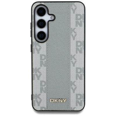 DKNY Leather Checkered Pattern MagSafe case for Samsung Galaxy S25 taupe
