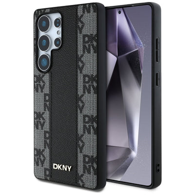 DKNY Leather Checkered Pattern MagSafe Case for Samsung Galaxy S25 Ultra Black