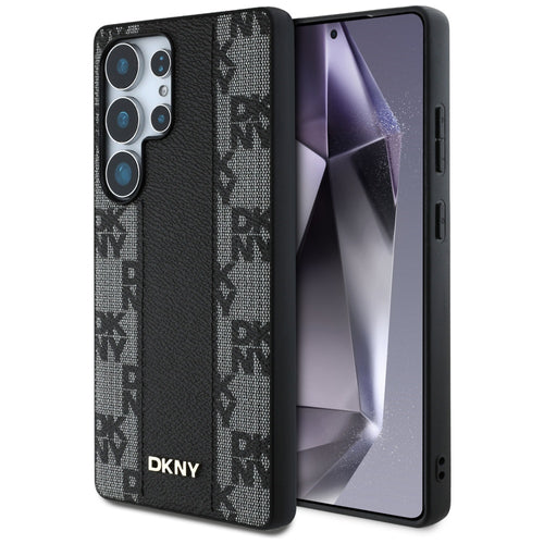 DKNY Leather Checkered Pattern MagSafe Case for Samsung Galaxy S25 Ultra Black