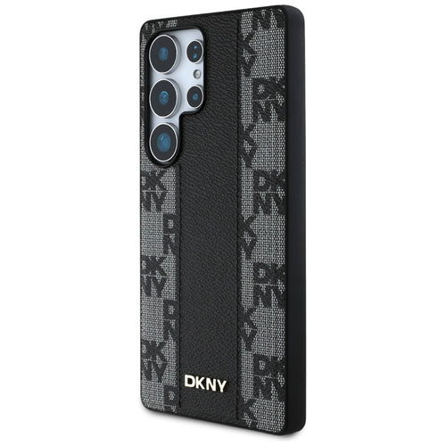 DKNY Leather Checkered Pattern MagSafe Case for Samsung Galaxy S25 Ultra Black