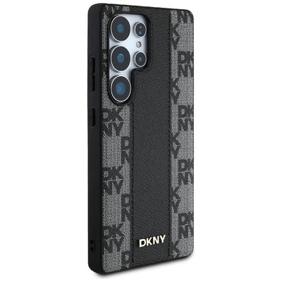 DKNY Leather Checkered Pattern MagSafe Case for Samsung Galaxy S25 Ultra Black