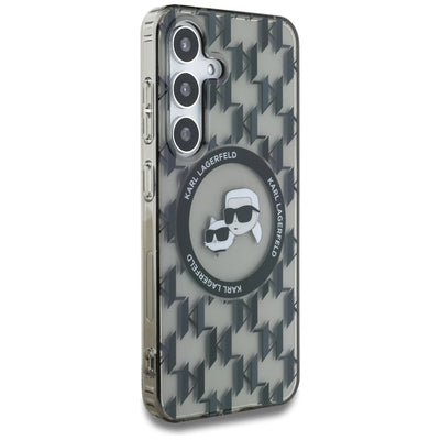 Case Karl Lagerfeld Button Karl&amp;Choupette Heads On KL Pattern MagSafe Samsung Galaxy S25 black