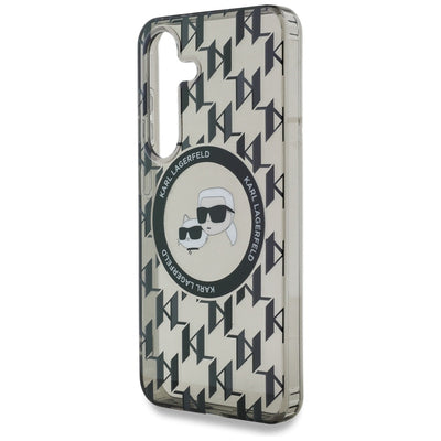 Case Karl Lagerfeld Button Karl&amp;Choupette Heads On KL Pattern MagSafe Samsung Galaxy S25 black